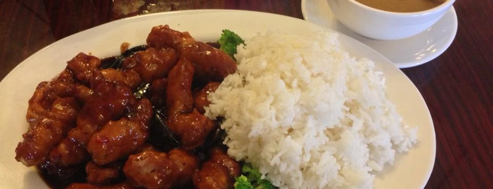 General Tso's Chicken with Rice and Brocolli