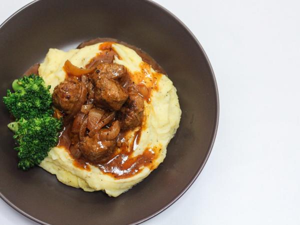 Pork Meatballs, Pancetta and Cheesy Mash