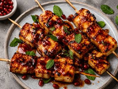 Grilled Halloumi & Honey Lollipops